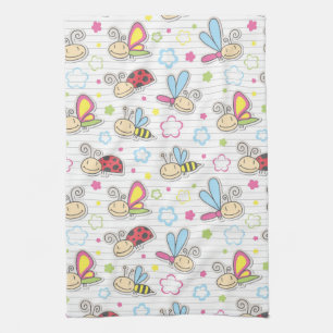 pattern with insects kitchen towel