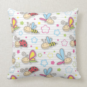 pattern with insects throw pillow