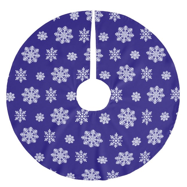 Pattern With large snowflakes Brushed Polyester Tree Skirt (Front)