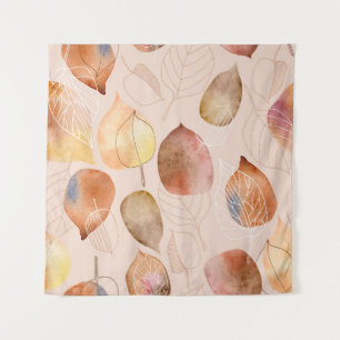 Pattern with leaves. Graphic and watercolor leaf.  Tapestry