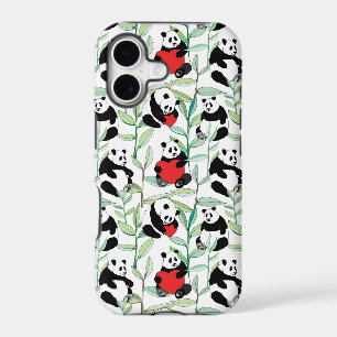 pattern with lovely pandas with hearts