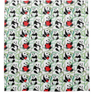 pattern with lovely pandas with hearts