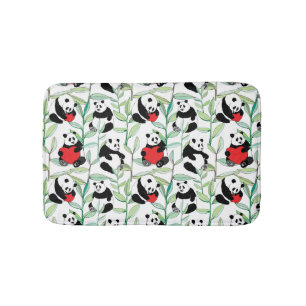 pattern with lovely pandas with hearts bath mat