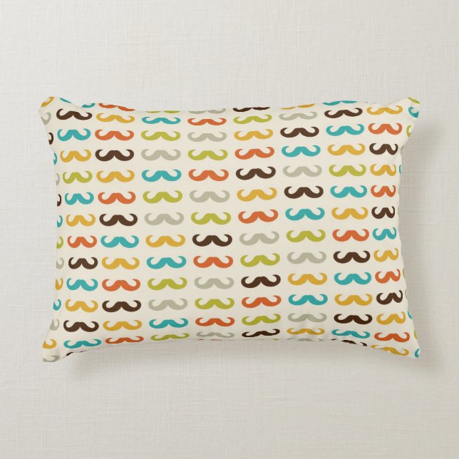 Pattern with moustache accent pillow (Front)