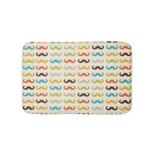 Pattern with moustache bath mat