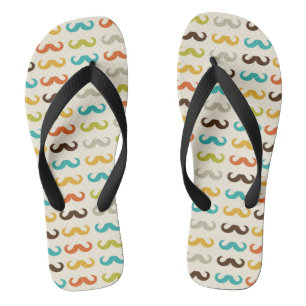 Pattern with moustache flip flops