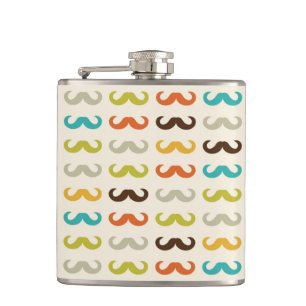 Pattern with moustache hip flask
