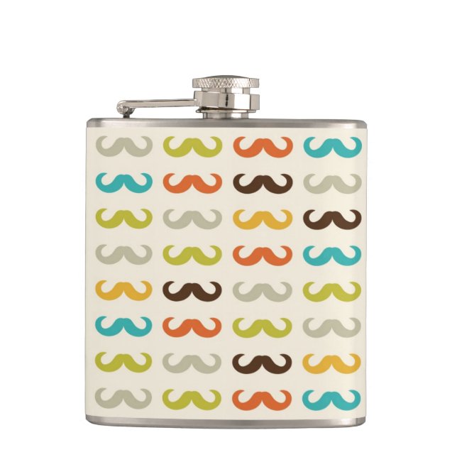 Pattern with moustache hip flask (Front)