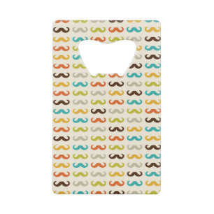 Pattern with moustache wallet bottle opener