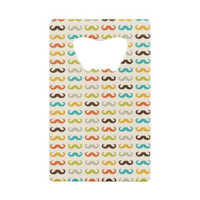 Pattern with moustache wallet bottle opener (Front)