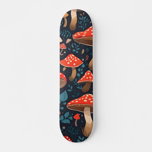 Pattern with mushrooms skateboard (Front)