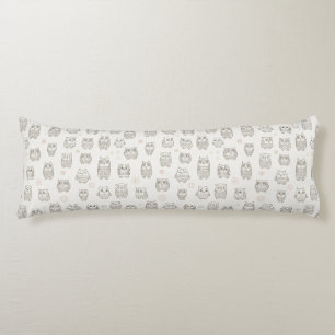 Pattern with owls body pillow