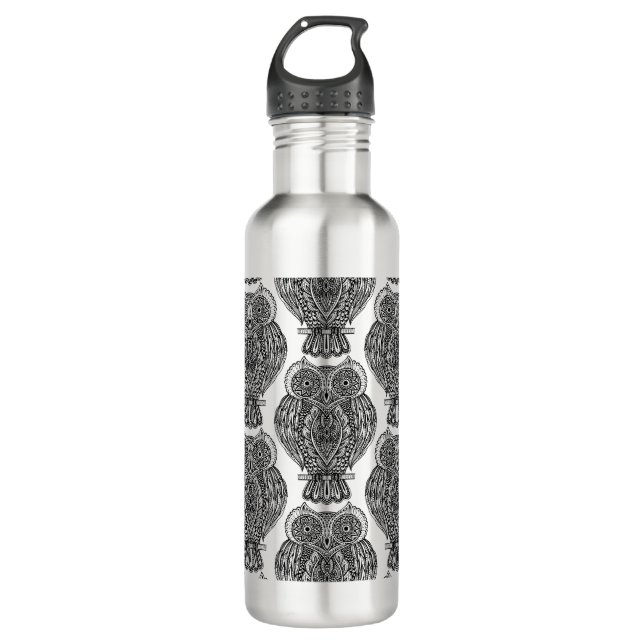 Pattern With Owls Doodle 710 Ml Water Bottle (Front)