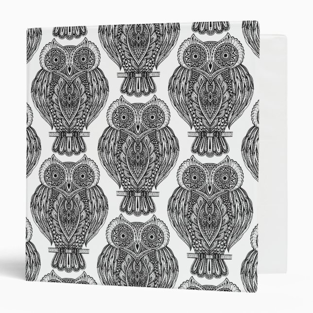 Pattern With Owls Doodle Binder (Front/Inside)
