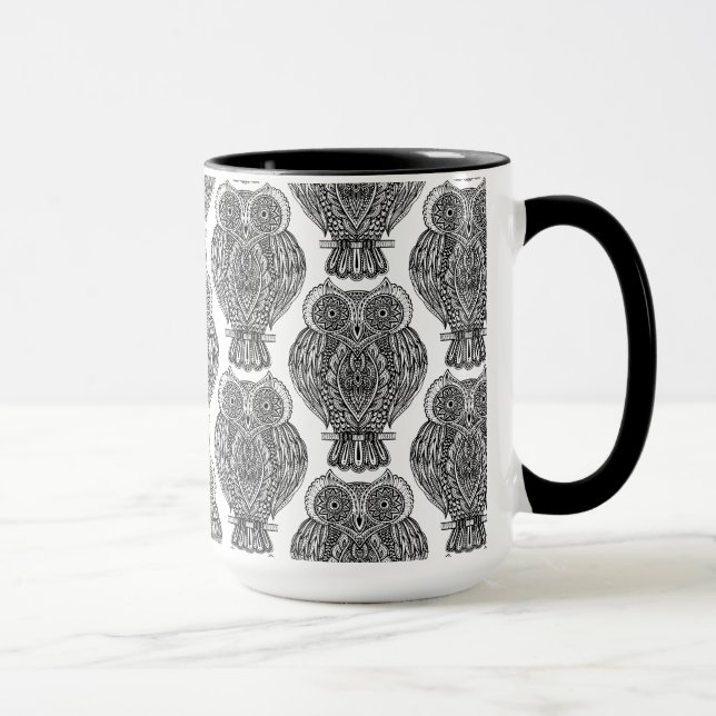 Pattern With Owls Doodle Mug (Right)