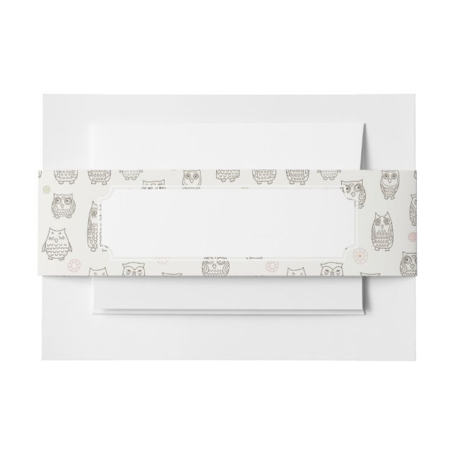 Pattern with owls invitation belly band (Front Example)