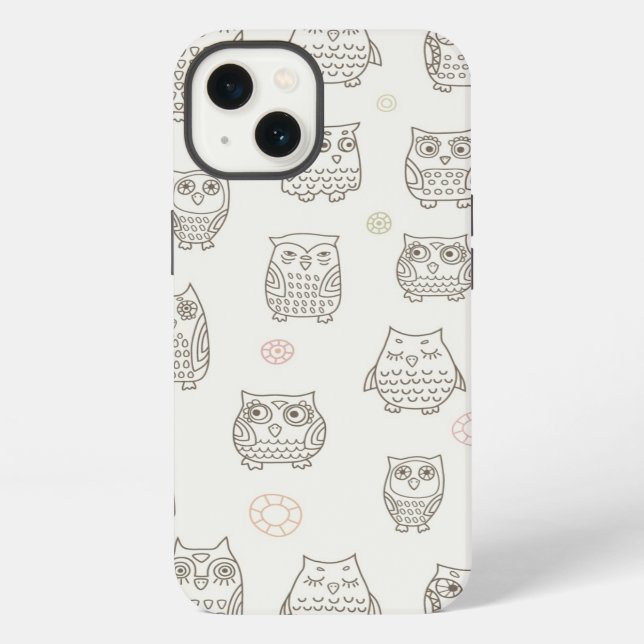 Pattern with owls iPhone case (Back)
