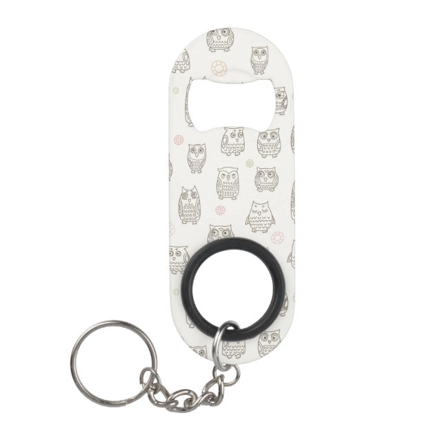 Pattern with owls mini bottle opener (Front)