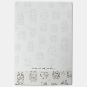 Pattern with owls post-it notes
