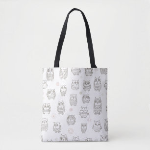 Pattern with owls tote bag