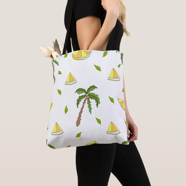 Pattern with palm trees, anchors and lifebuoys tot tote bag (Close Up)