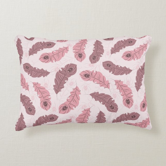 pattern with peacock feathers accent pillow (Front)