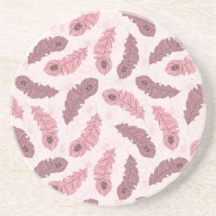 pattern with peacock feathers coaster