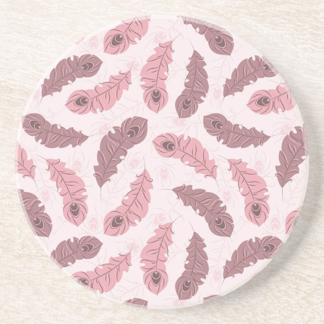 pattern with peacock feathers coaster (Front)