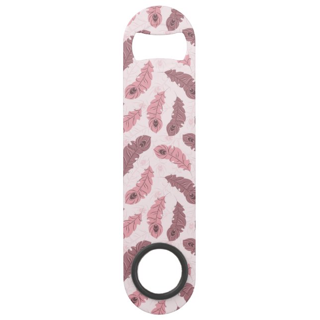 pattern with peacock feathers speed bottle opener (Front)