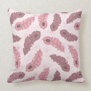 pattern with peacock feathers throw pillow