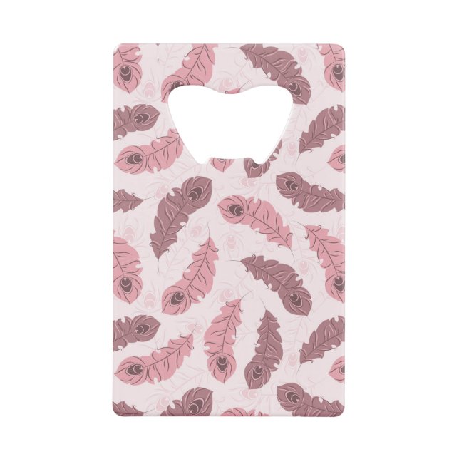 pattern with peacock feathers wallet bottle opener (Front)