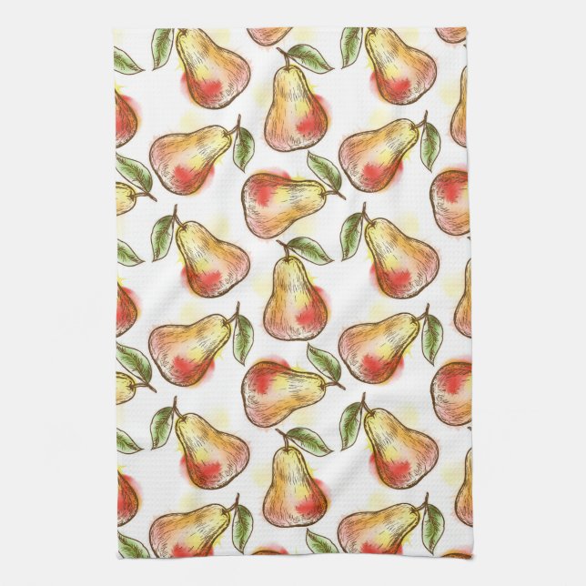 Pattern with pear kitchen towel (Vertical)