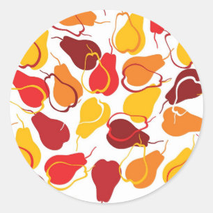 Pattern with pears classic round sticker