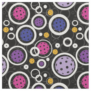 Pattern with Pickleballs on black Fabric