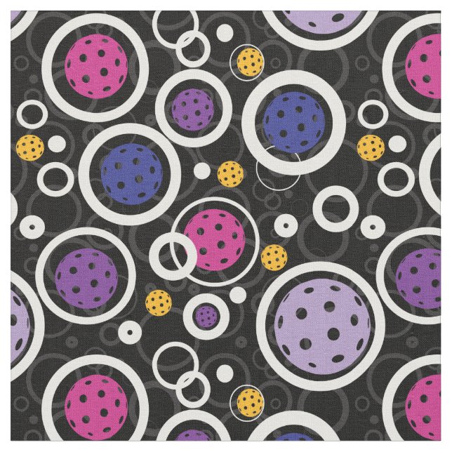 Pattern with Pickleballs on black Fabric (Close Up)
