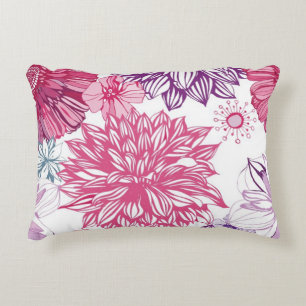 Pattern with pink asters and dahlia accent pillow