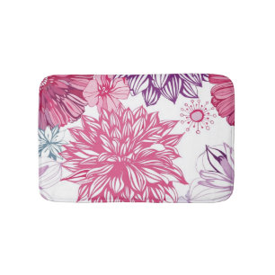 Pattern with pink asters and dahlia bath mat