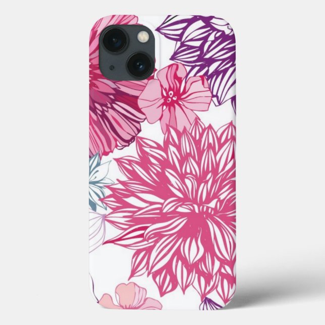 Pattern with pink asters and dahlia Case-Mate iPhone case (Back)