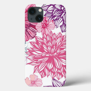 Pattern with pink asters and dahlia iPhone 13 case