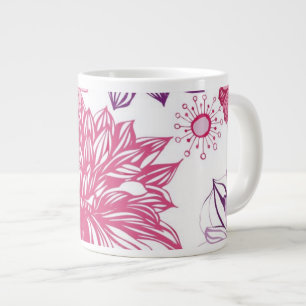 Pattern with pink asters and dahlia large coffee mug