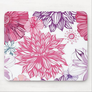 Pattern with pink asters and dahlia mouse pad