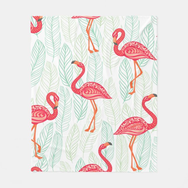 Pattern with pink flamingo ornaments on a backgrou fleece blanket (Front)