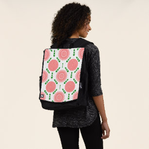  pattern with pink flowers   backpack