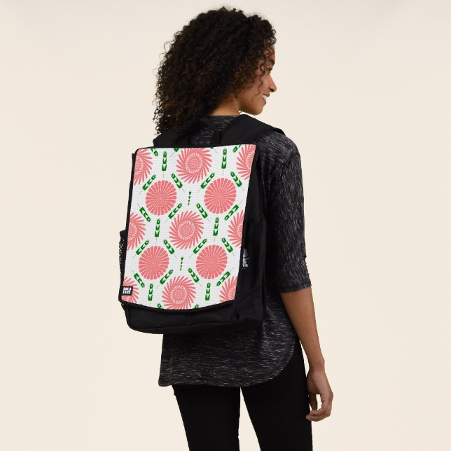  pattern with pink flowers   backpack (Worn)