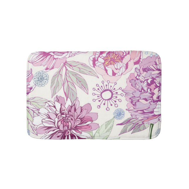 Pattern with pink flowers bath mat (Front)