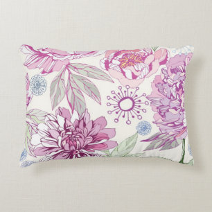 Pattern with pink flowers decorative pillow