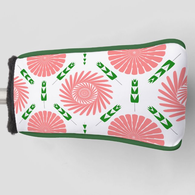  pattern with pink flowers   golf head cover (Front)