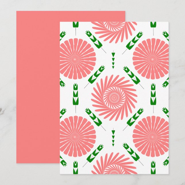  pattern with pink flowers   invitation (Front/Back)