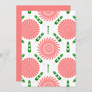 pattern with pink flowers invitation