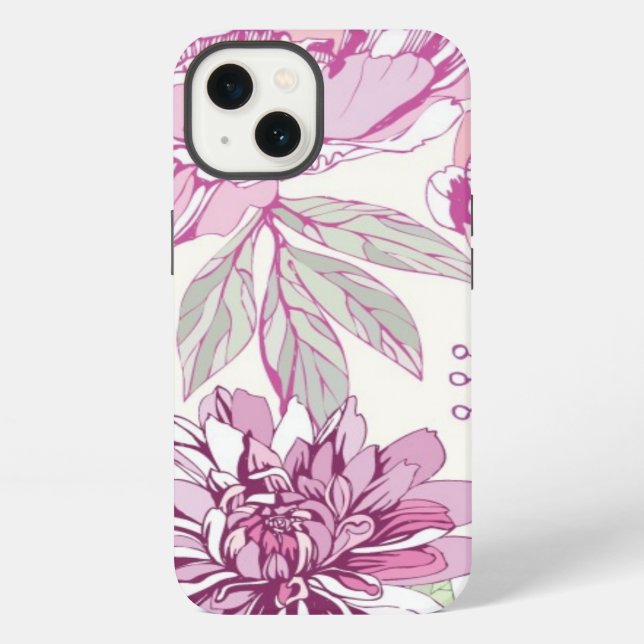 Pattern with pink flowers iPhone case (Back)